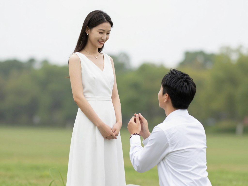 woman in white proposal dress outdoors