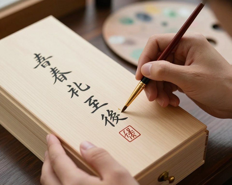 wooden card box being hand painted with couple's initials and wedding date wooden card box being hand painted with couple's initials and wedding date