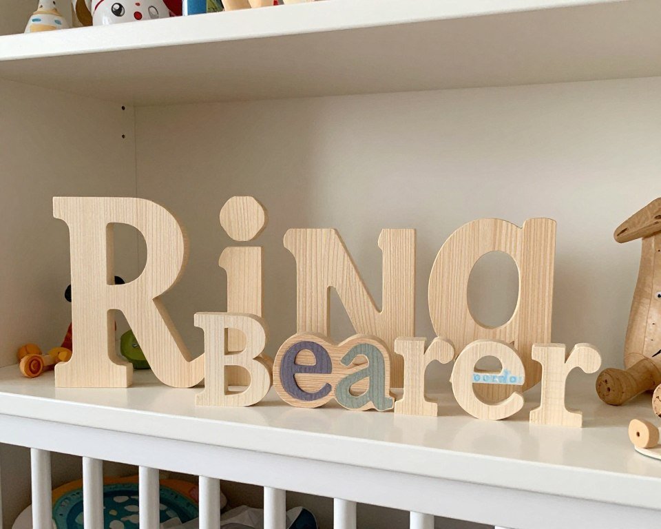 wooden name blocks spelling ring bearer name with proposal card