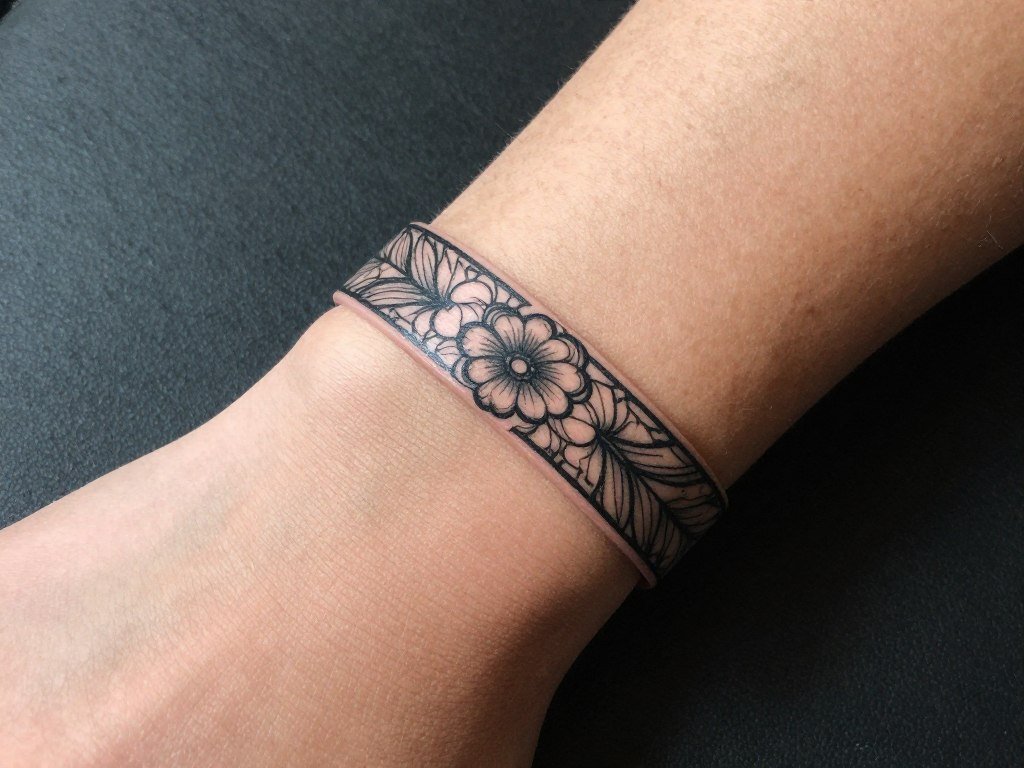 wrist band tattoo as wedding ring alternative