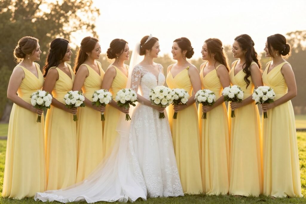 yellow dresses in golden hour lighting yellow dresses in golden hour lighting