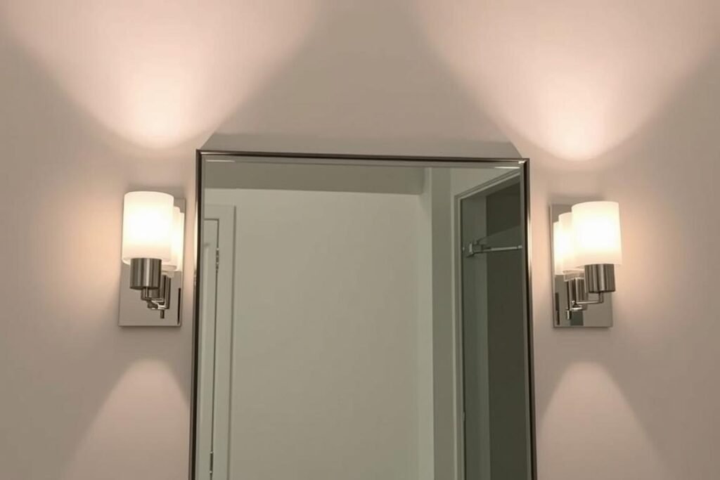 Bathroom mirror with side-mounted vanity lights Bathroom mirror with side-mounted vanity lights