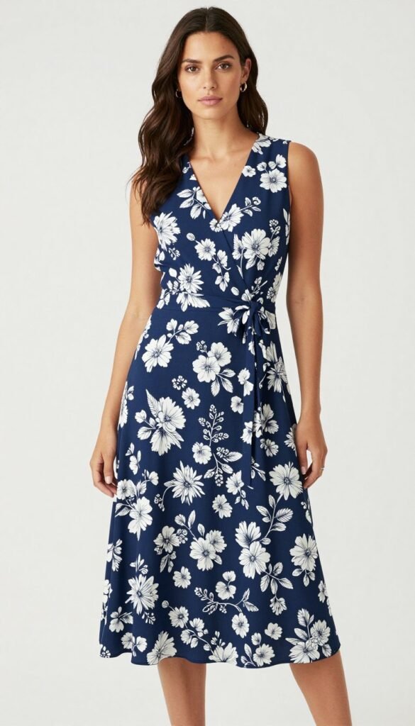 Blue floral wedding guest dress