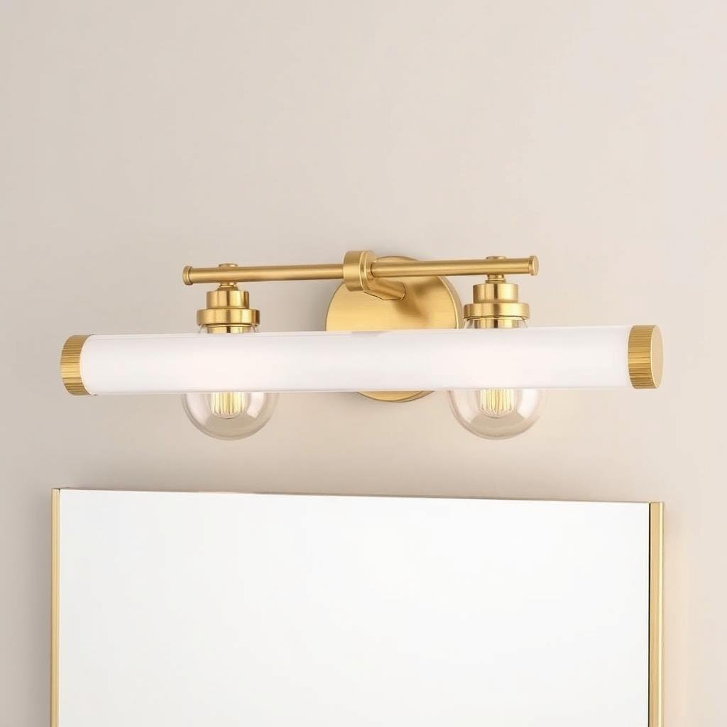 Brass bathroom vanity light with warm gold tone Brass bathroom vanity light with warm gold tone