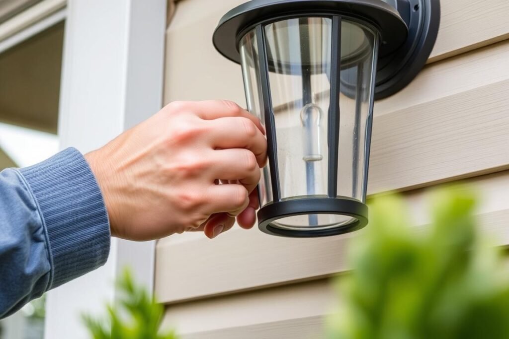 Checking outdoor fixture for damage and wear Checking outdoor fixture for damage and wear