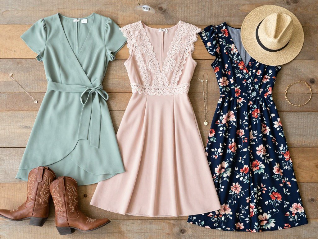 Collection of midi and tea-length country wedding guest dresses