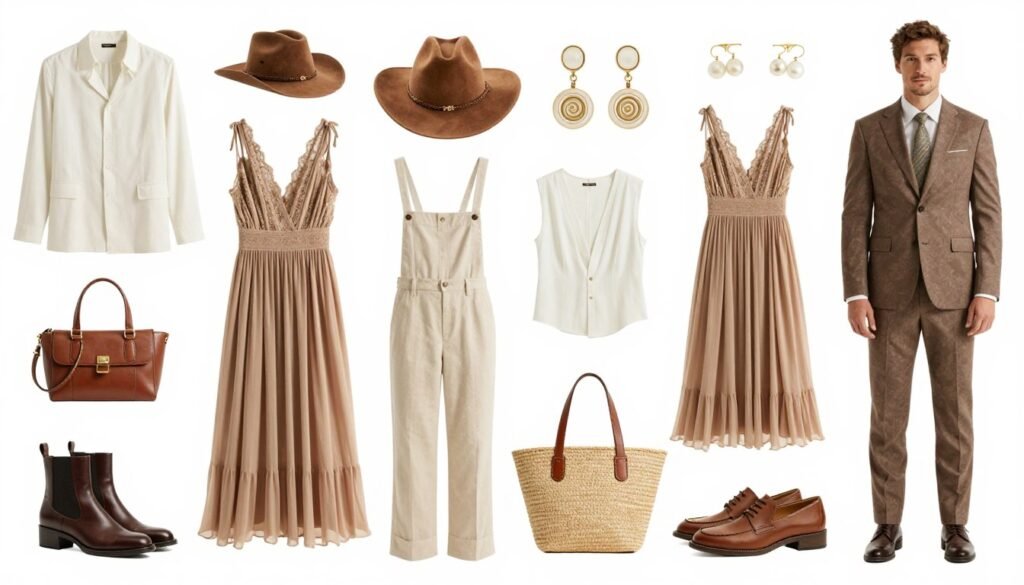 Complete country wedding guest outfit inspiration board