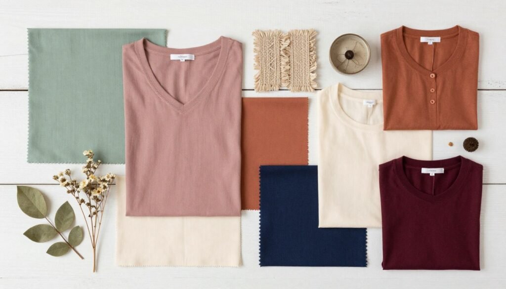 Country wedding color palette featuring earth tones and floral prints