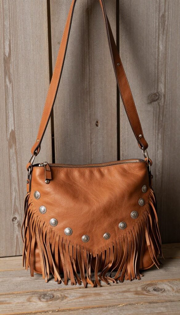 Crossbody leather bag for western wedding guest outfit