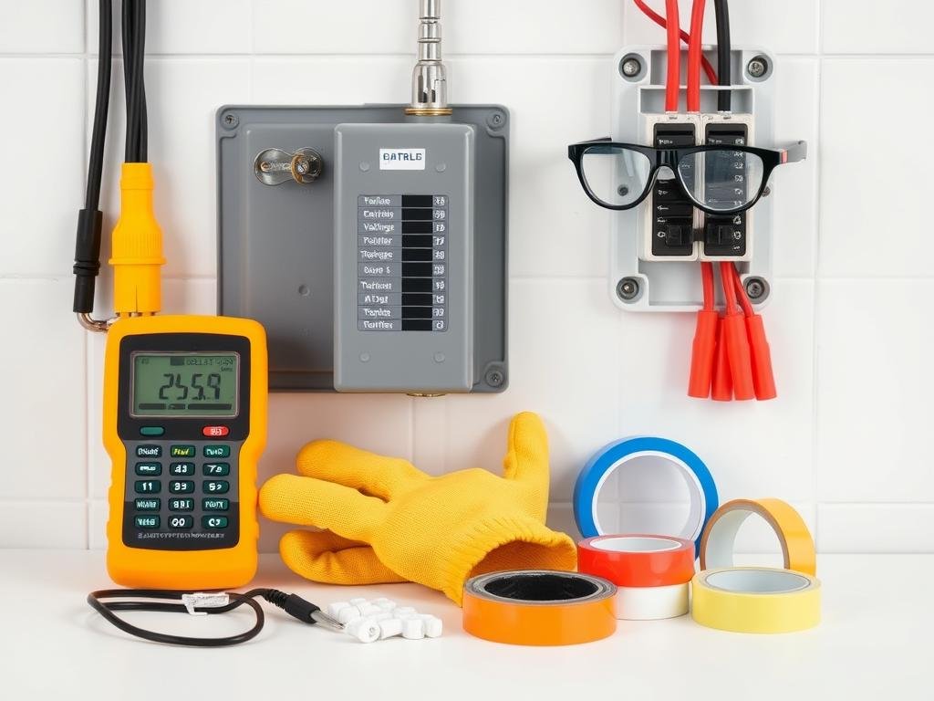 Electrical safety equipment for bathroom lighting installation Electrical safety equipment for bathroom lighting installation