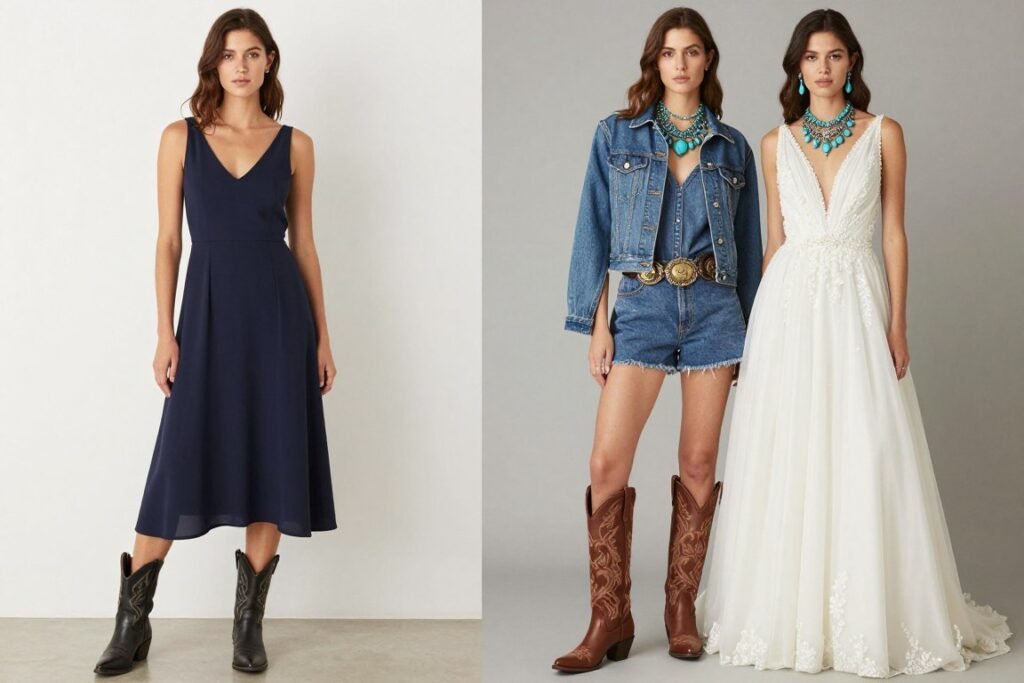 Existing dress restyled for western wedding with new accessories