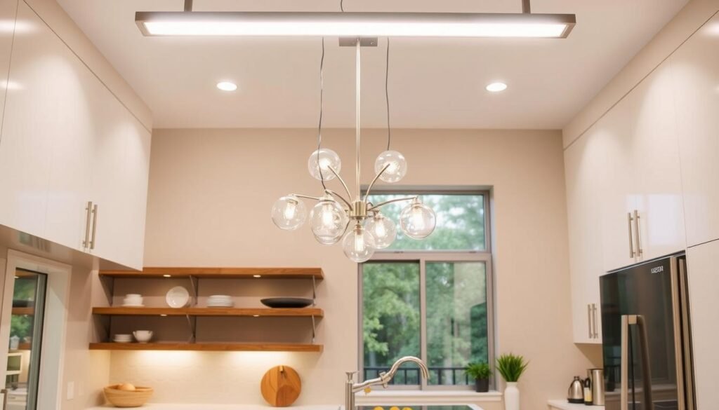 Kichler Lighting modern linear chandelier installation Kichler Lighting modern linear chandelier installation
