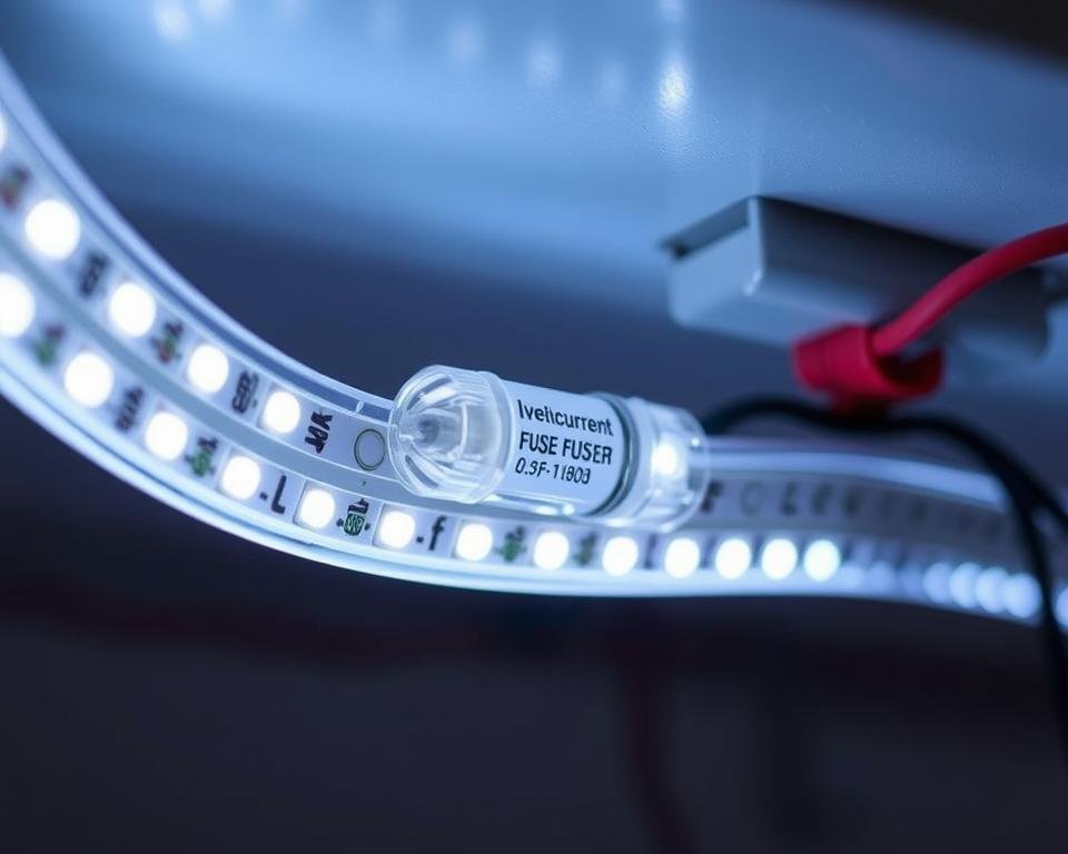 LED strip installation with inline fuse protection for safety LED strip installation with inline fuse protection for safety