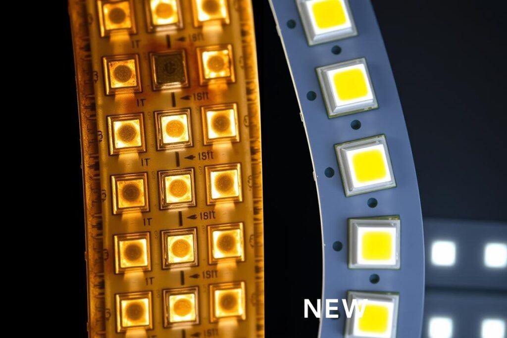 LED strip showing signs of wear with some LEDs dimmer than others LED strip showing signs of wear with some LEDs dimmer than others