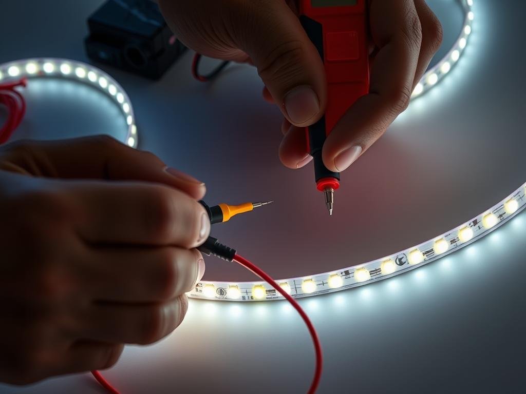 LED strip troubleshooting showing connection check and testing LED strip troubleshooting showing connection check and testing