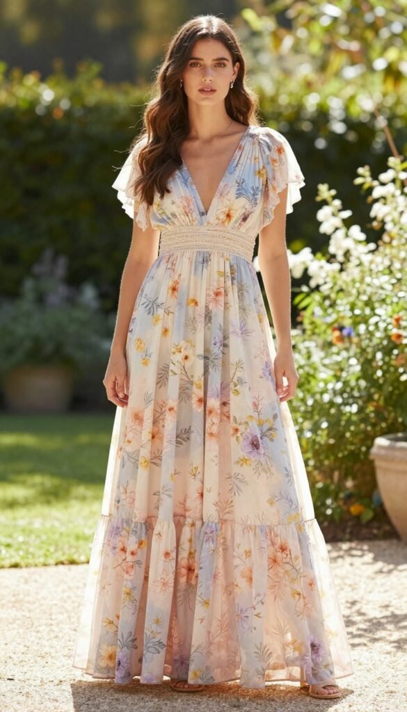 Light floral dress for summer wedding