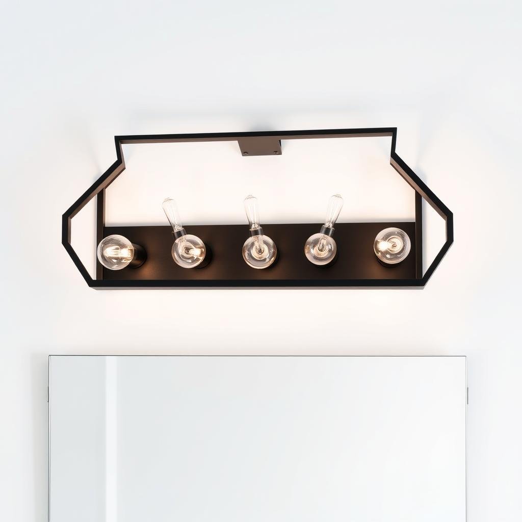 Matte black geometric vanity light fixture Matte black geometric vanity light fixture