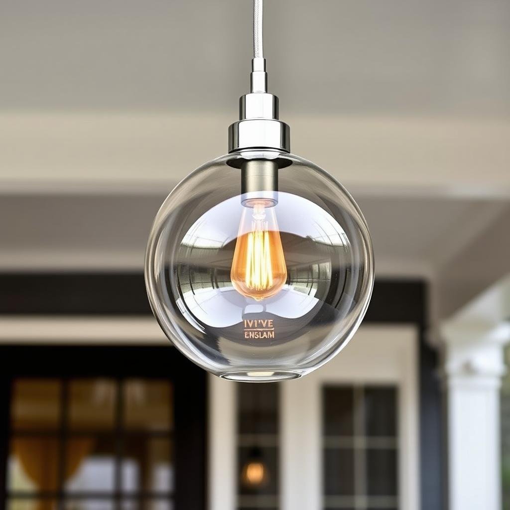 Modern glass globe pendant light at front entrance Modern glass globe pendant light at front entrance