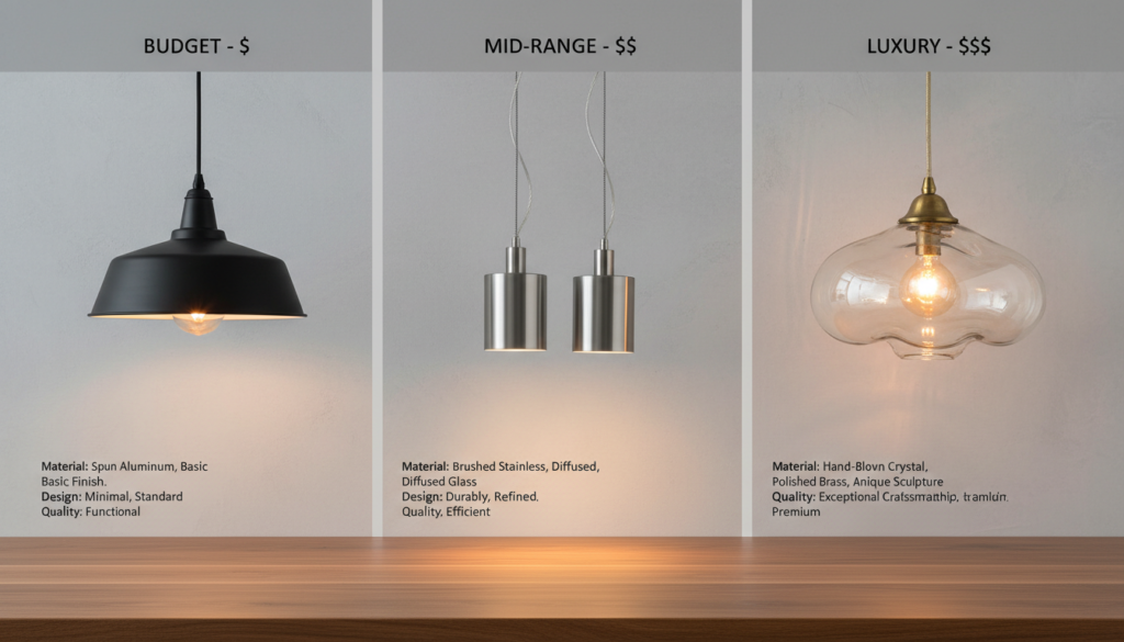 Range of kitchen island lighting fixtures at different price points Range of kitchen island lighting fixtures at different price points