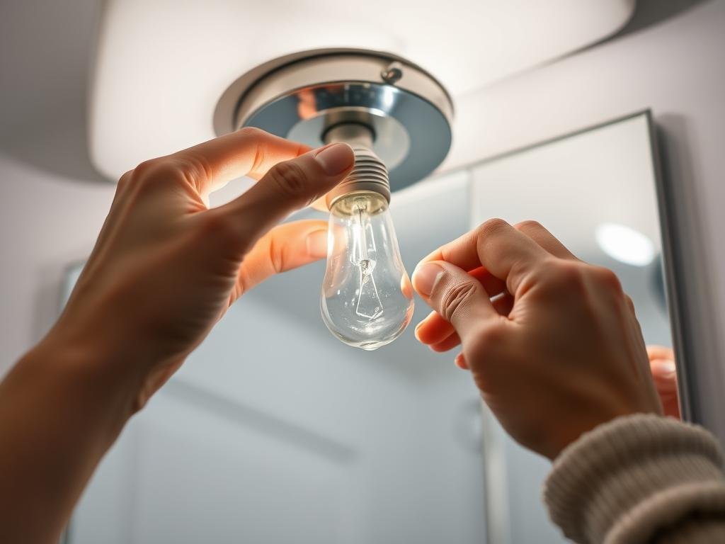 Replacing light bulbs in bathroom vanity fixture Replacing light bulbs in bathroom vanity fixture