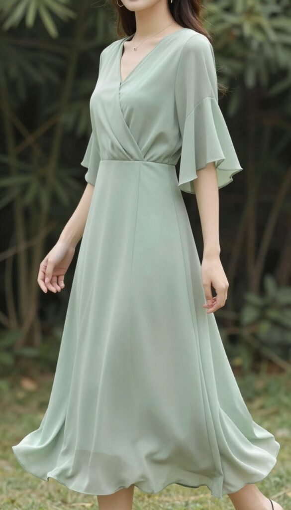 Sage green wedding guest dress