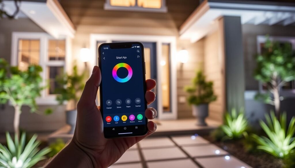 Smart outdoor lighting controlled via smartphone app Smart outdoor lighting controlled via smartphone app