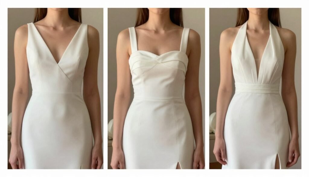 Various dress neckline styles