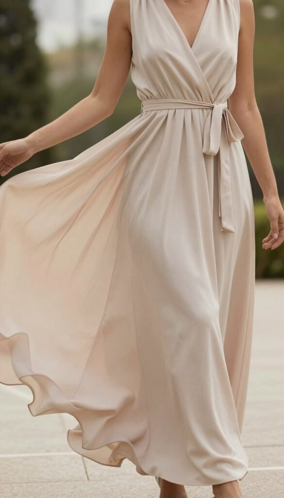 Wrap maxi dress in motion