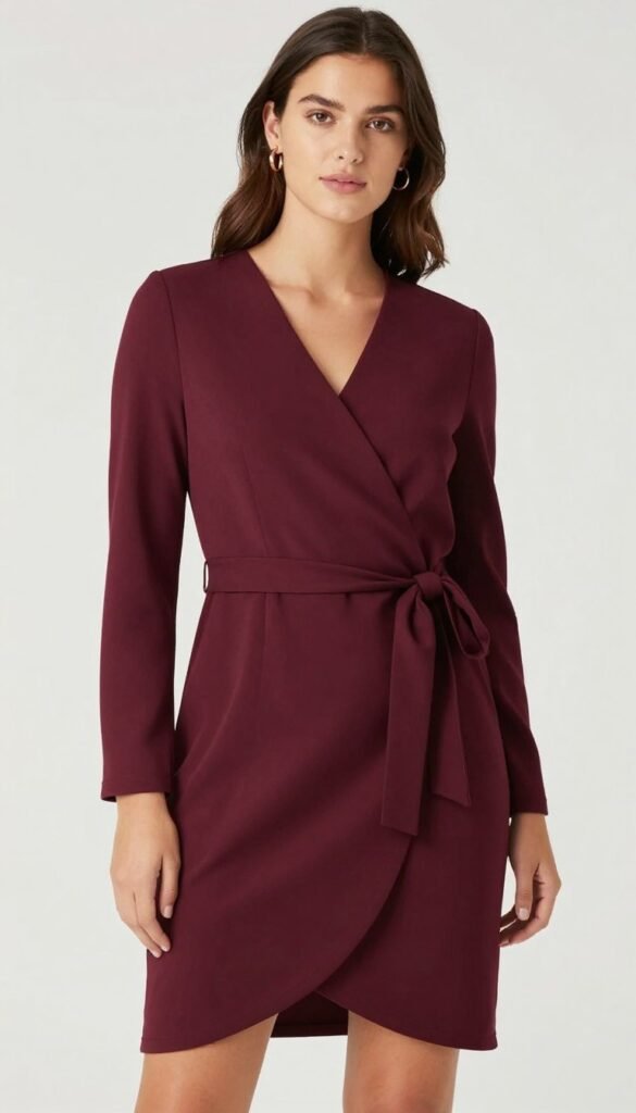 Wrap style wedding guest dress