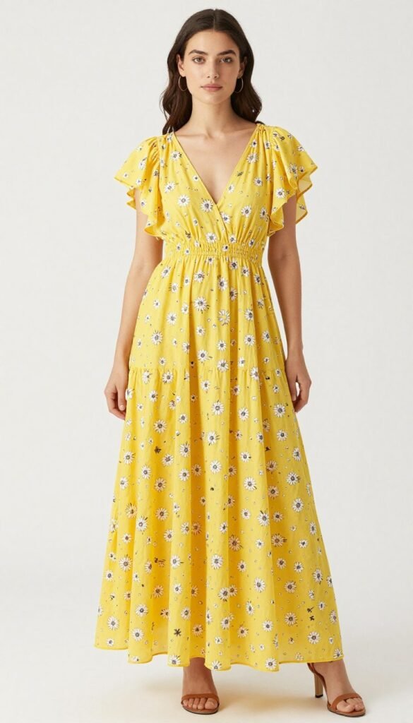 Yellow floral maxi dress