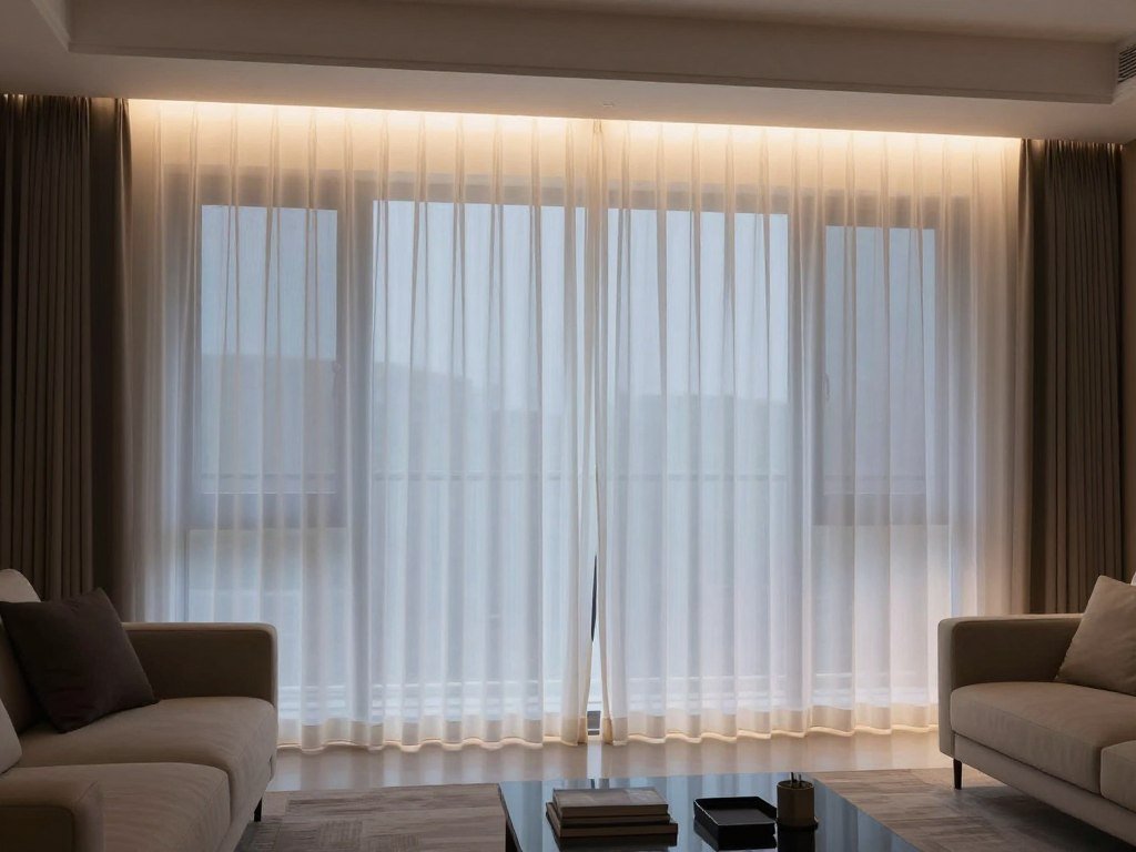 backlit curtain panels creating soft window glow backlit curtain panels creating soft window glow