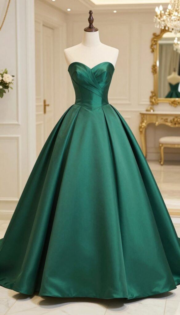 ball gown in deep emerald