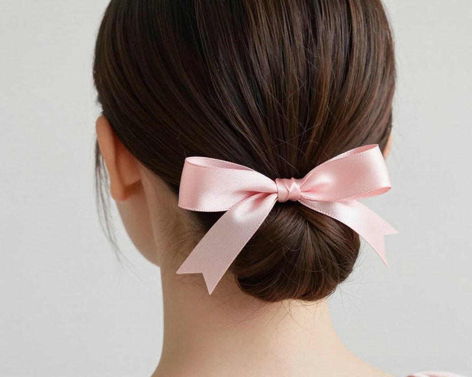 ballerina bun with ribbon accessory for wedding