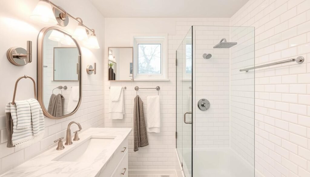 bathroom showing coordinated fixture finishes across all elements bathroom showing coordinated fixture finishes across all elements