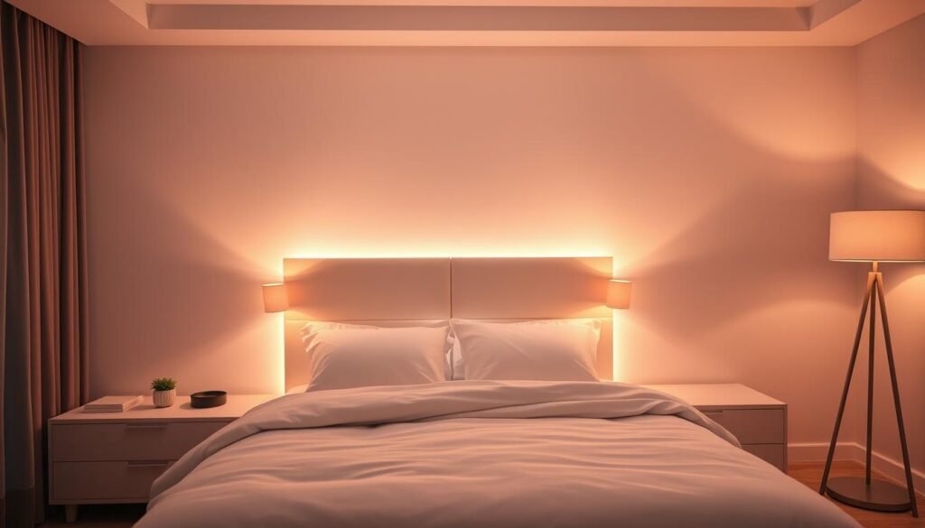 bedroom ambient lighting setup with multiple led sources creating relaxing atmosphere bedroom ambient lighting setup with multiple led sources creating relaxing atmosphere