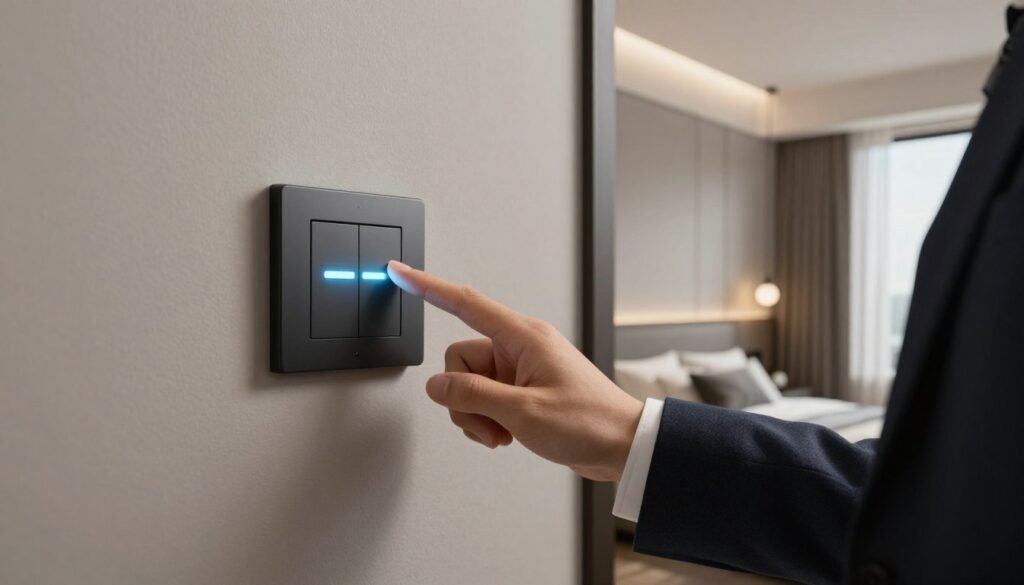 bedroom with dimmer switch controlling lighting levels