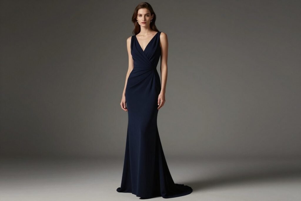 black tie gown in navy blue
