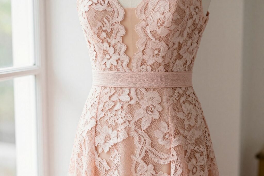 blush pink lace dress with nude lining