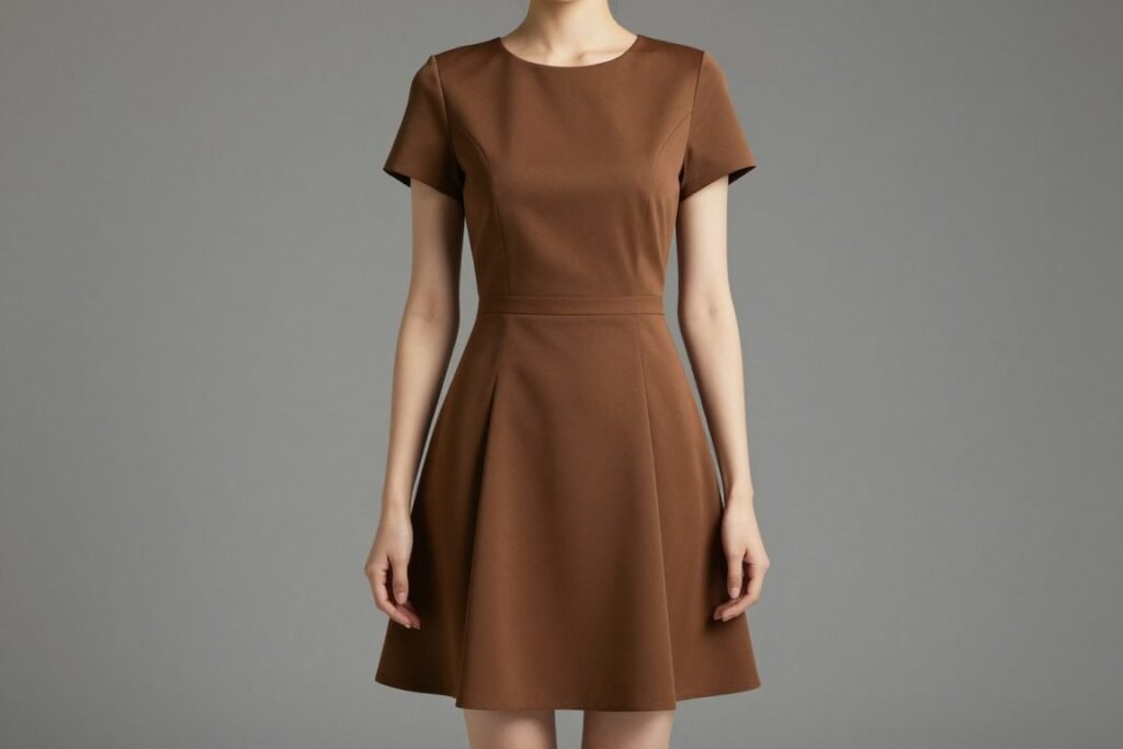 brown A-line mini dress