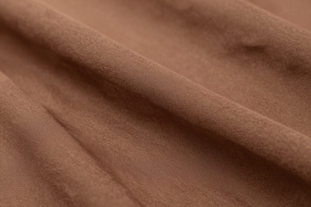 brown chiffon dress fabric detail