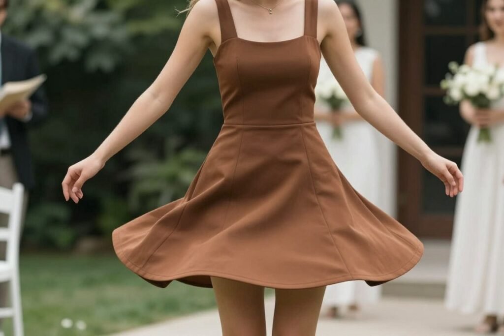 brown fit and flare mini dress