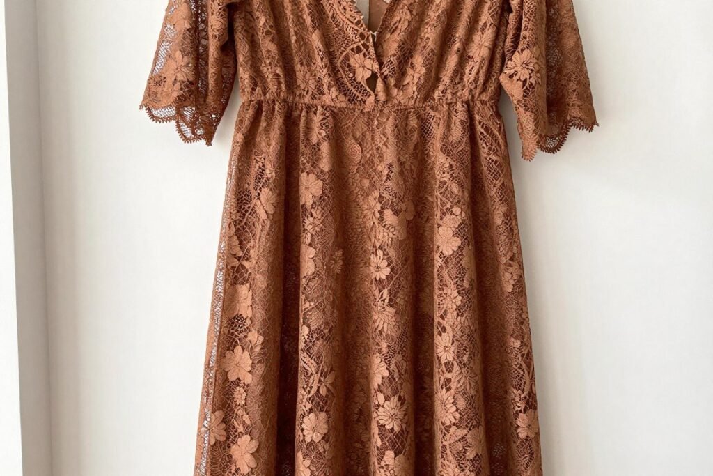 brown floral lace maxi dress