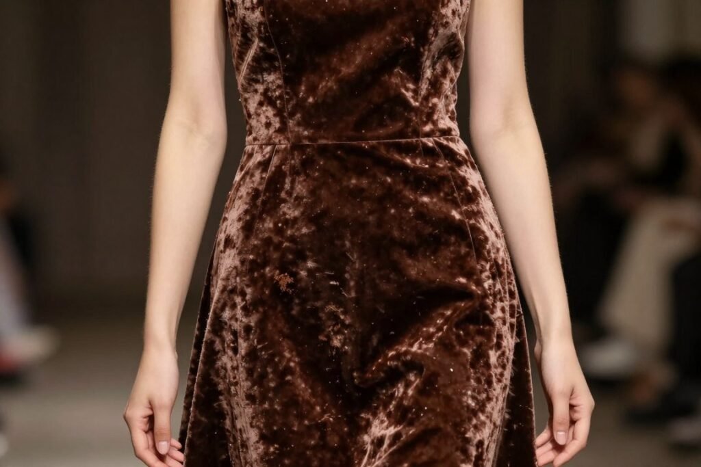 brown velvet dress for winter wedding