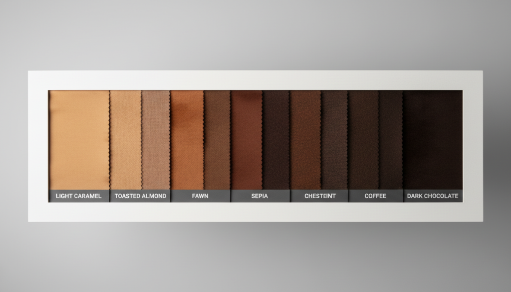 brown wedding guest dress color palette comparison chart