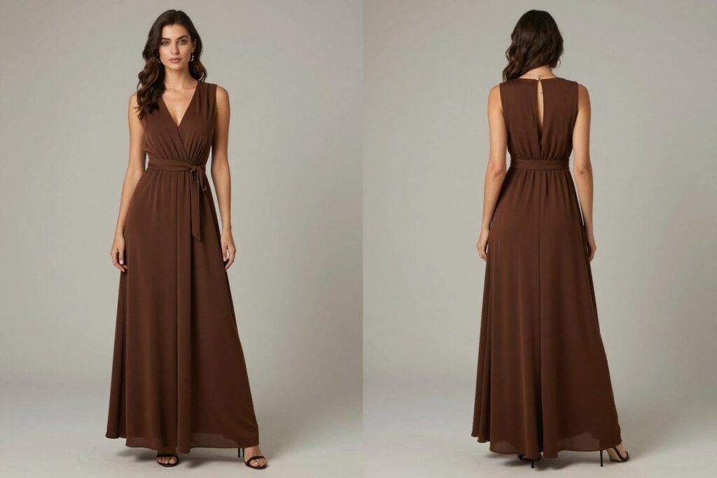 budget brown maxi dress for weddings