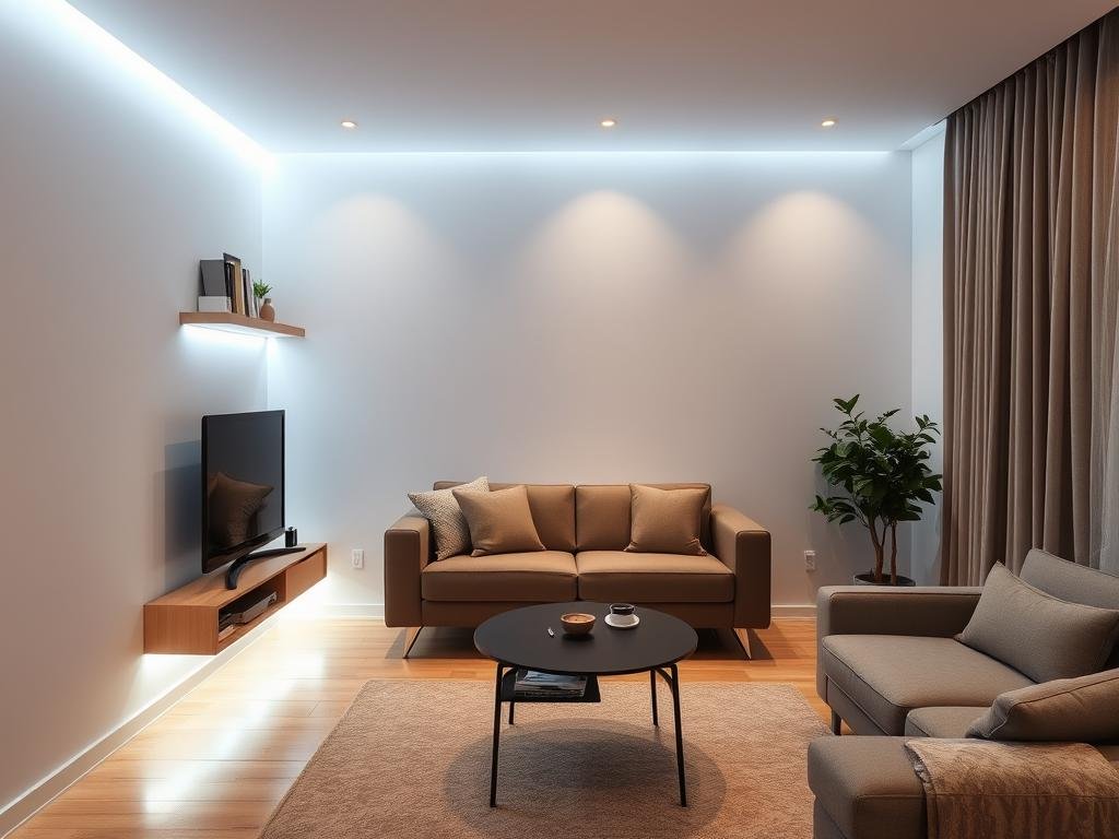budget-friendly LED strip installation in small living room space budget-friendly LED strip installation in small living room space