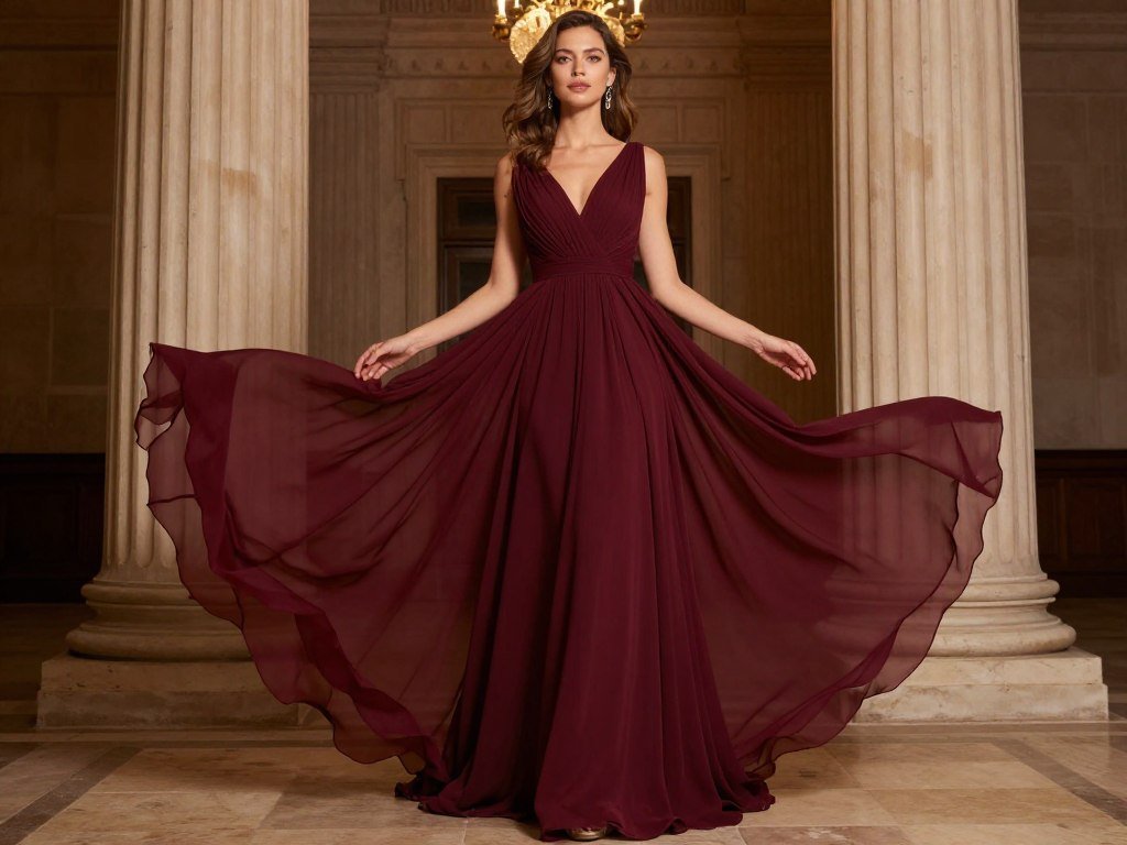 burgundy formal dress elegant style