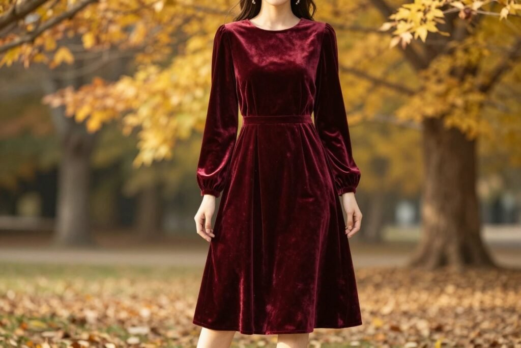 burgundy velvet dress fall wedding