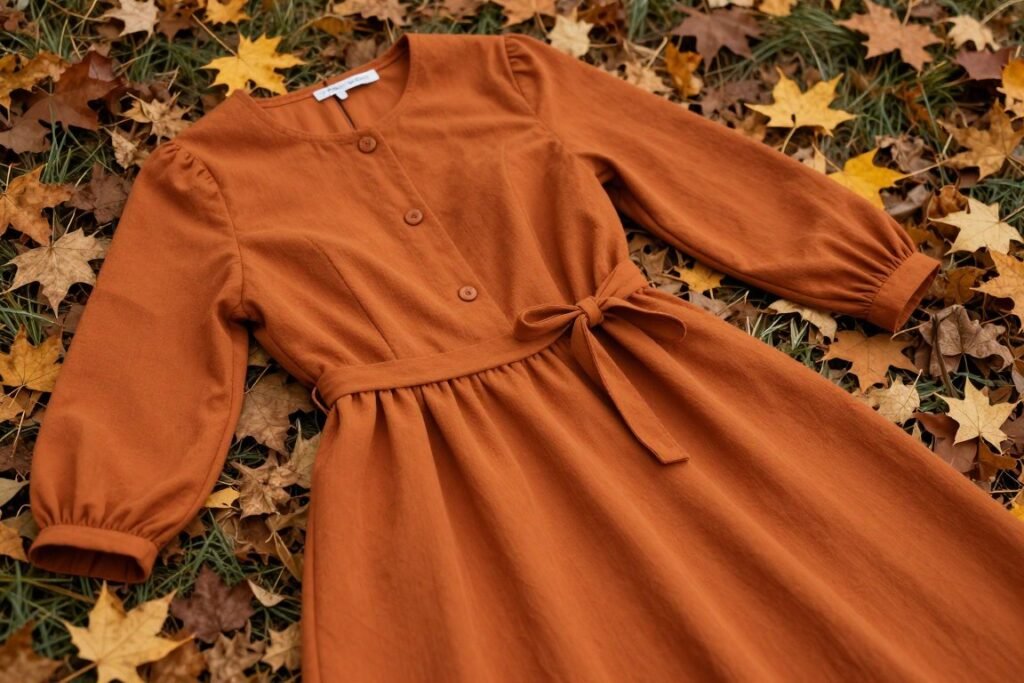 burnt orange dress fall wedding