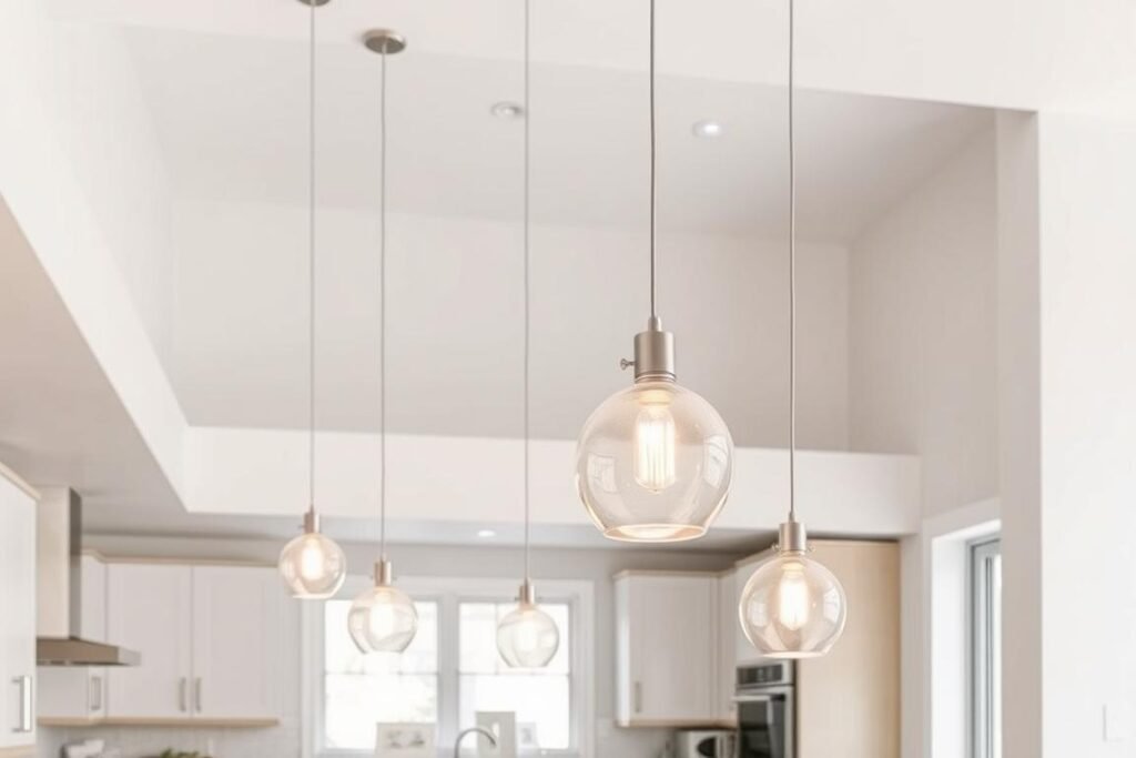 cable lighting system in contemporary kitchen